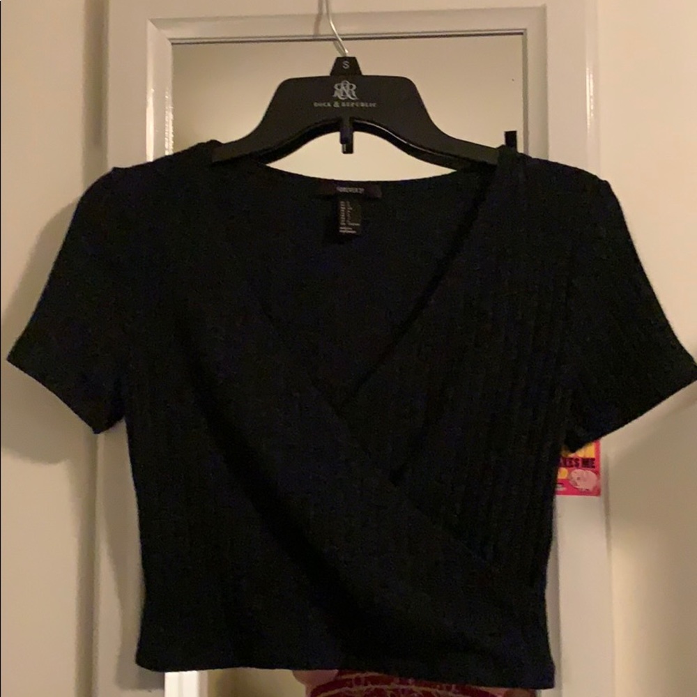 Forever 21 navy wrap crop top
